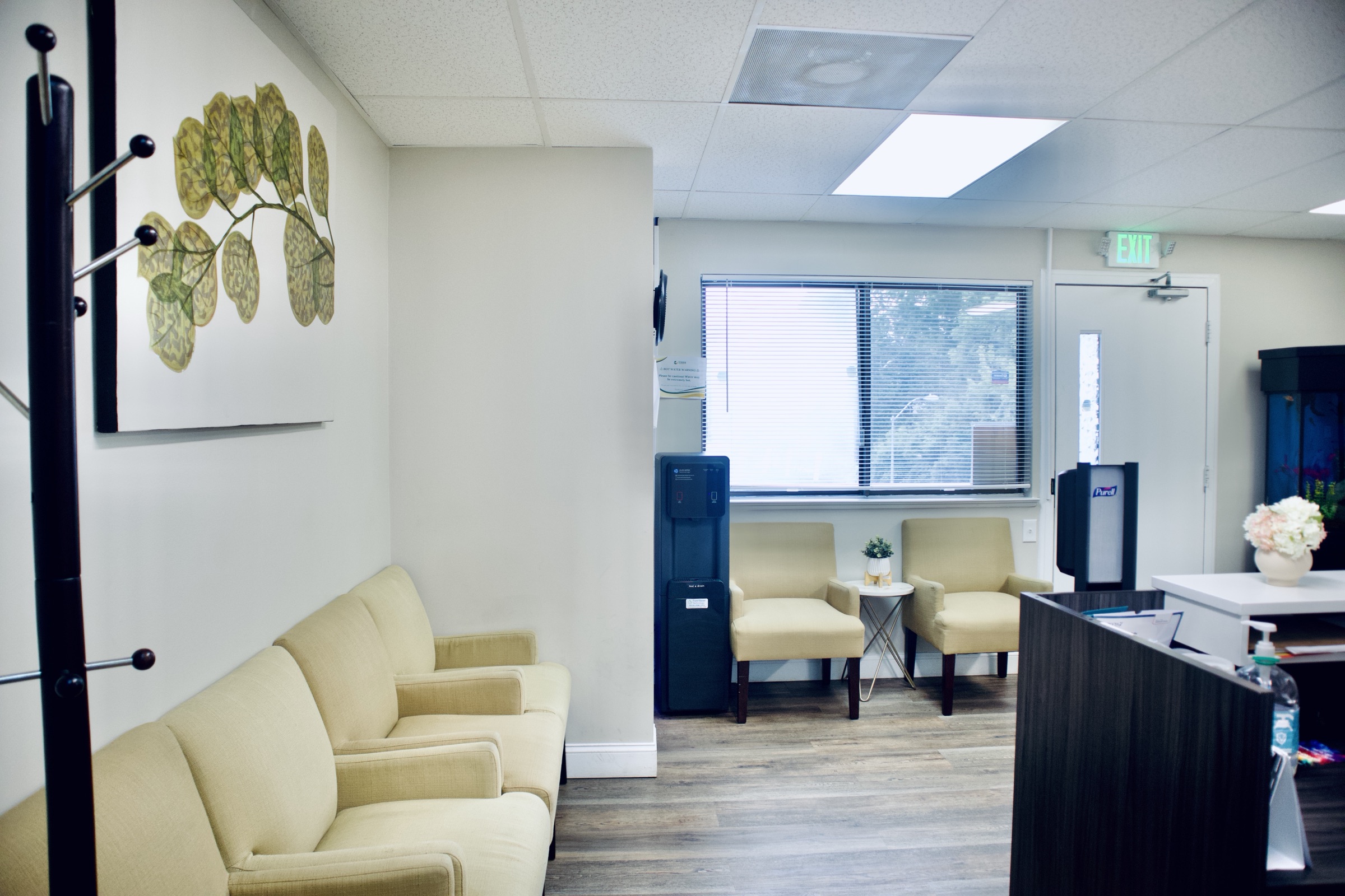 Seating by the front desk at the Temah practice in Cockeysville