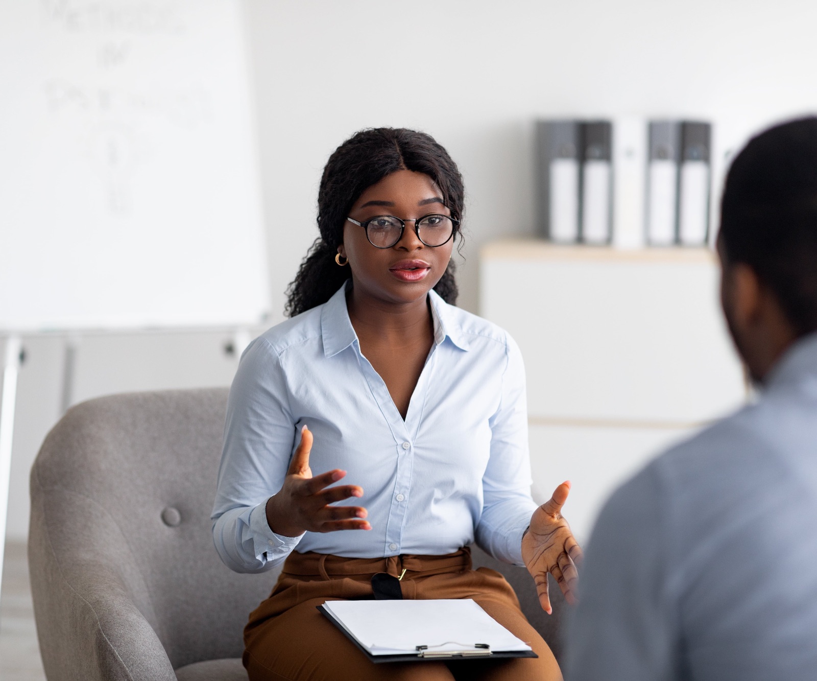 A therapist in session with a patient